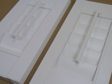 Vinyl and MDF shutter side by side